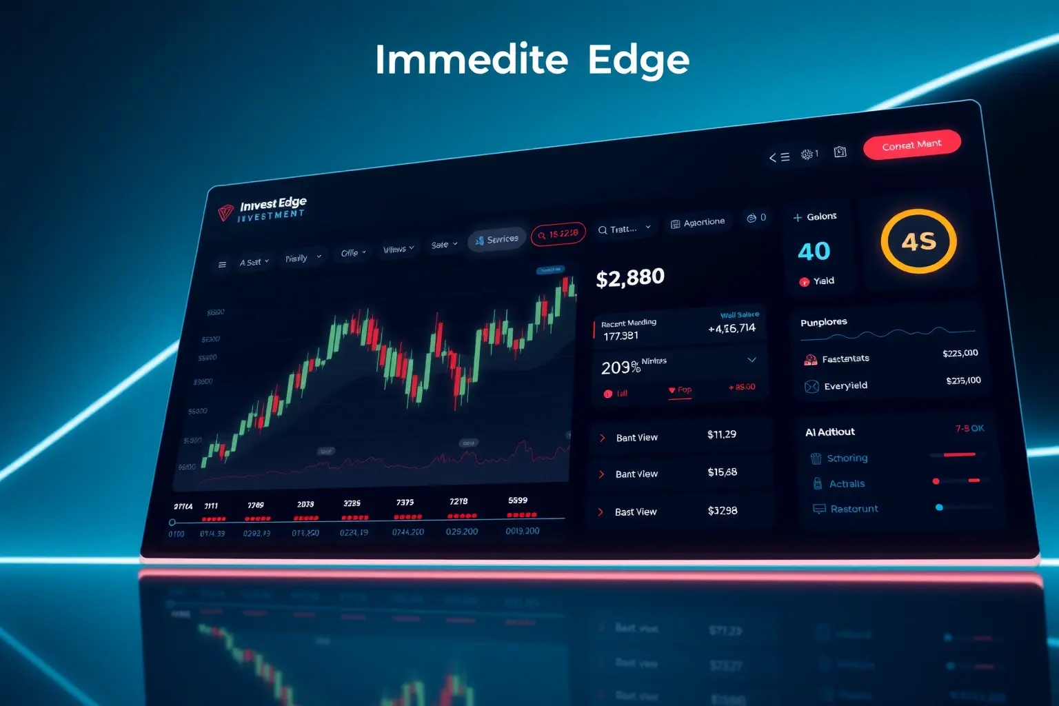 Plataforma de trading Immediate Edge mostrando gráficos de inversión y panel de control